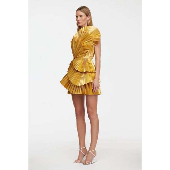 ACLER ABBOTSFORD GOLD MINI DRESS - Size 8 - Picture 3 of 11